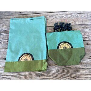 Vintage 1970s Asian Silk Place Mats With Chopsticks and Holder NOS